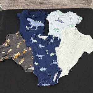Carter's Blue and Gray Dinosaur & Construction Bodysuits